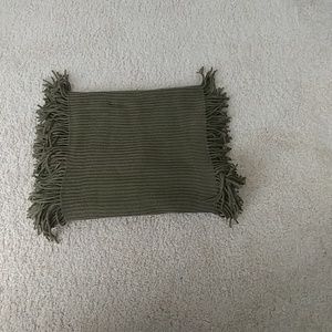 Olive Green Fringed Infinity scarf